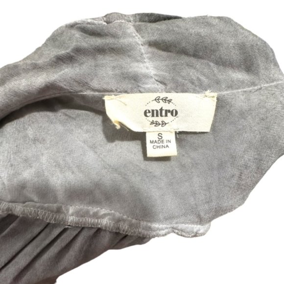 Entro Acid Distressed Gray Ruffle Long Open Cardigan Vest Size Small S Sm - Picture 5 of 6